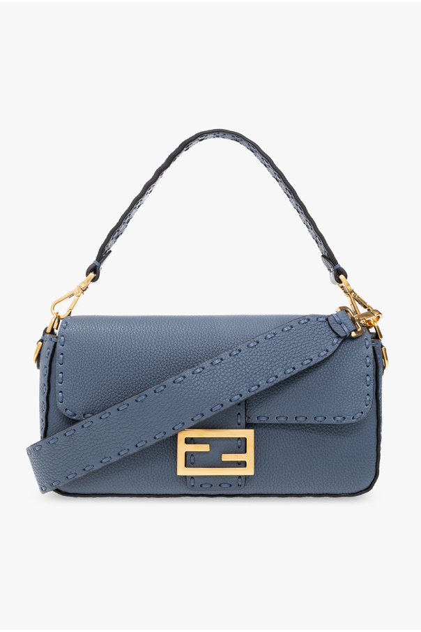 FENDI KARDIGAN Z MONOGRAMEM - Blue 'Baguette' shoulder bag Fendi